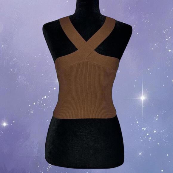 Brown Babaton Criss Cross Top From Aritzia - Picture 2 of 4